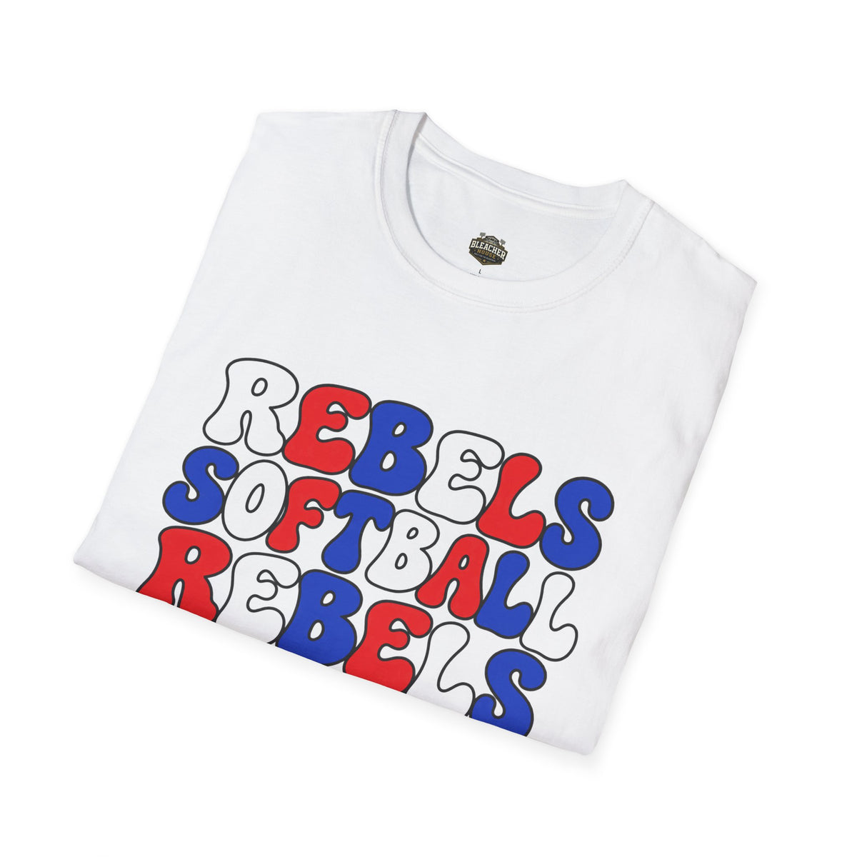 Rebels Softball Graphic T-Shirt — Retro Red & Blue Team Tee