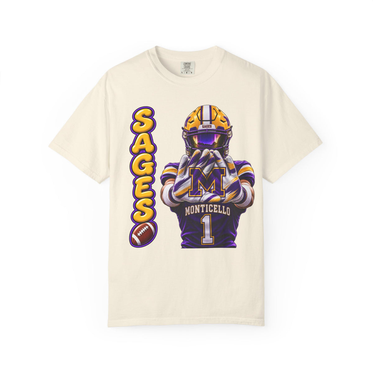 Monticello Sages Football Player Graphic T-Shirt