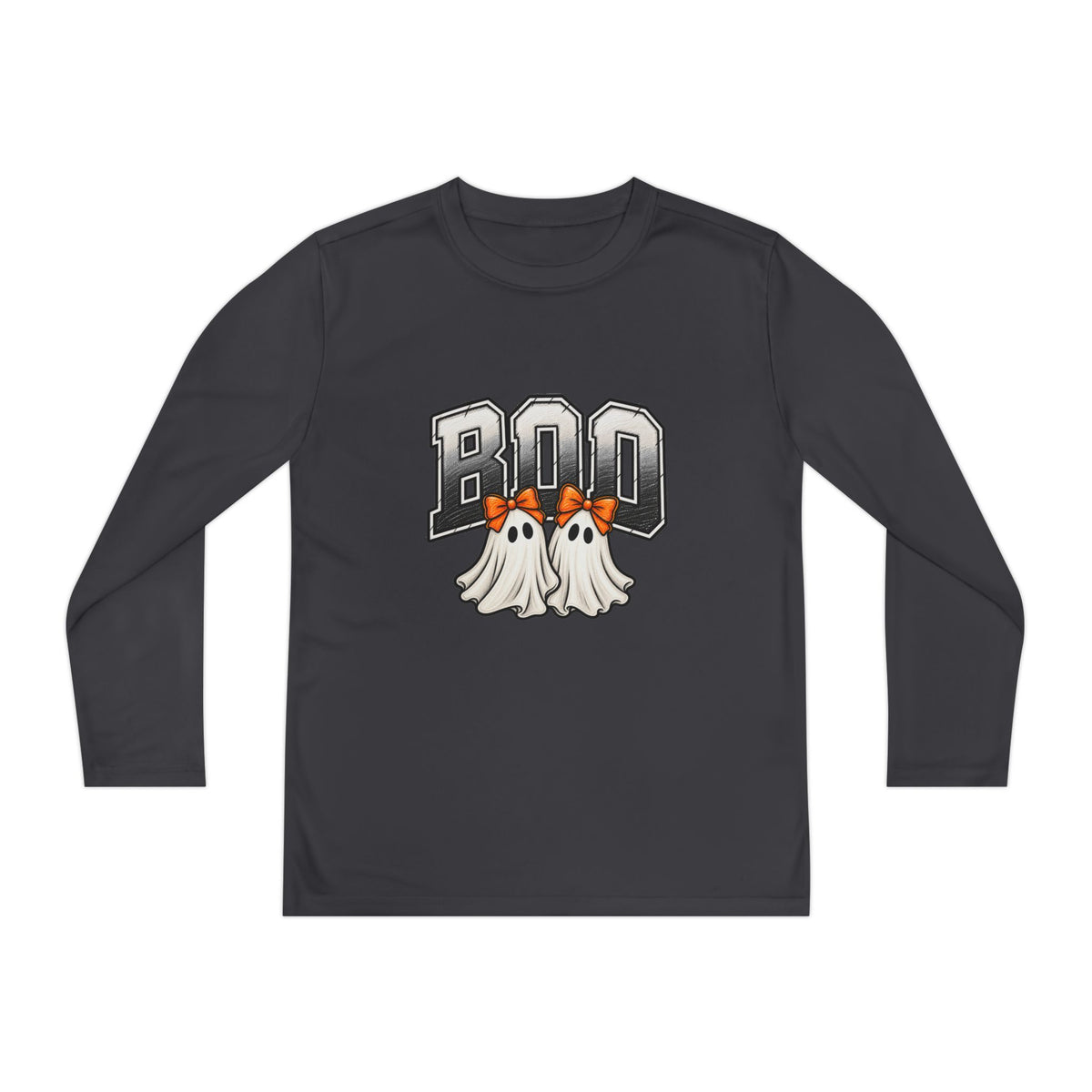 Youth Long Sleeve Tee — "Boo" Ghosts Halloween Shirt for Kids