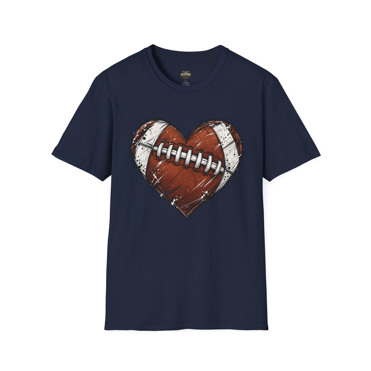 Football Heart Graphic T-Shirt — Vintage Grunge Sports Tee