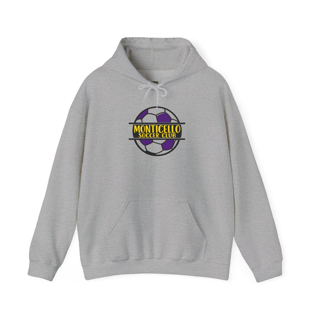 Monticello Soccer Club Hoodie — Purple & Gold Soccer Logo Sweatshirt