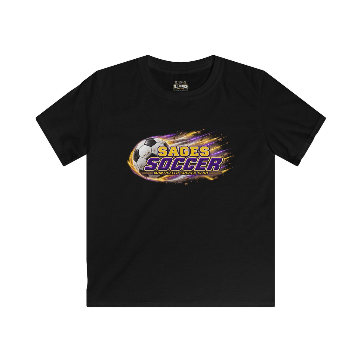 YOUTH Monticello Soccer Club T Shirt - Flaming Soccer Ball