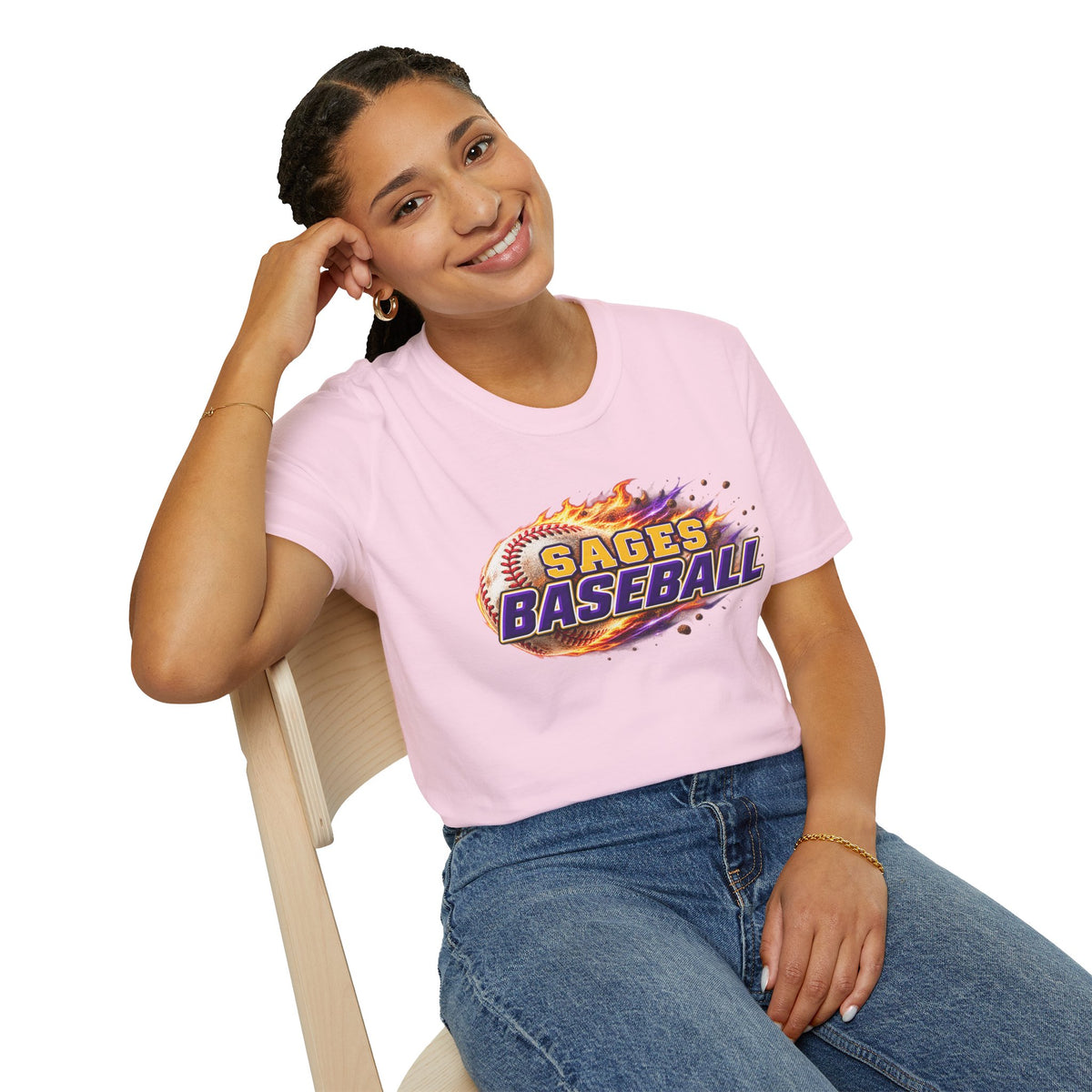 Sages Flaming Baseball T-Shirt — Flaming Baseball Team Tee