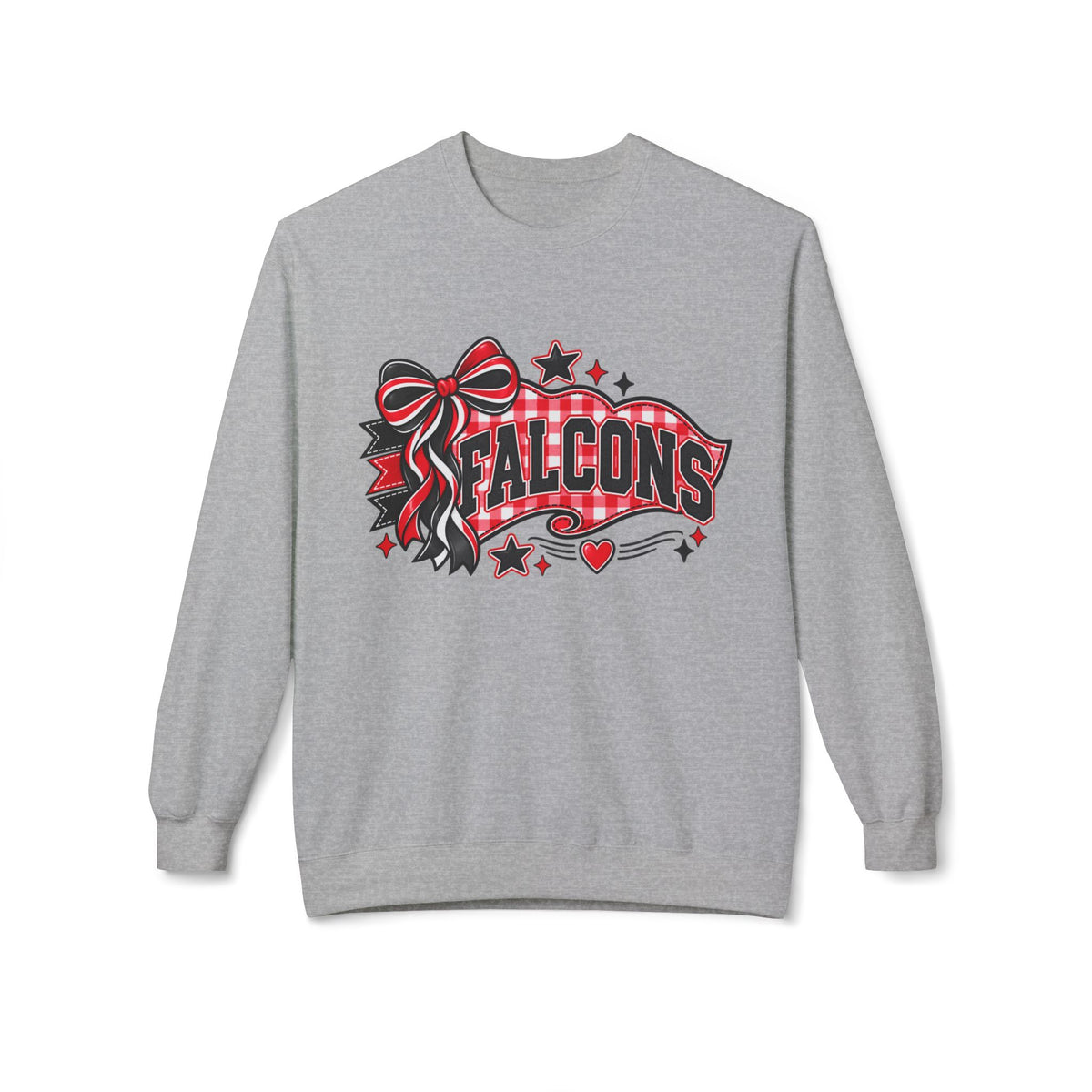 Falcons Sweatshirt — Red & Black Bow School Spirit Crewneck