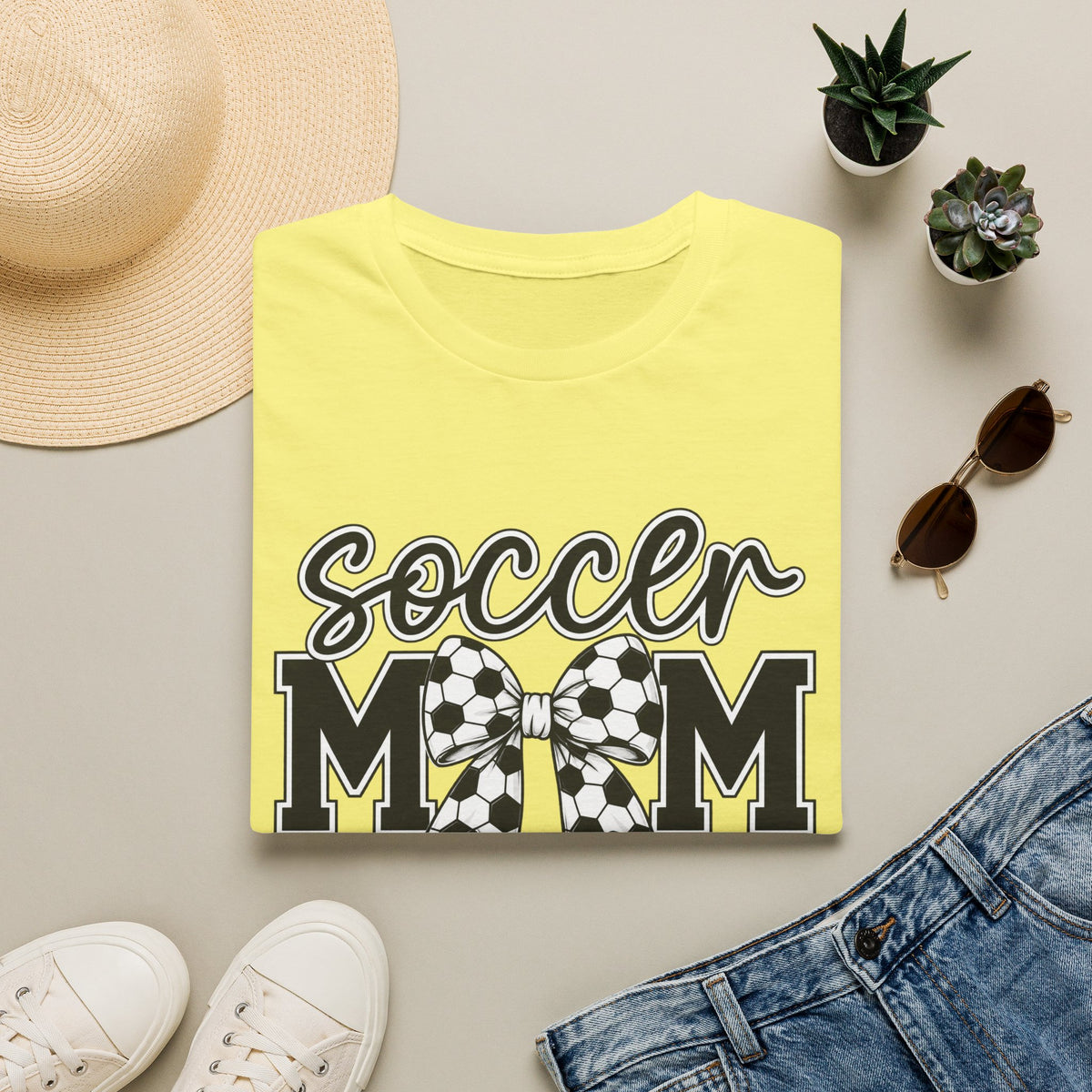 Soccer Mom T-Shirt — Leopard Bow Soccer Ball Design