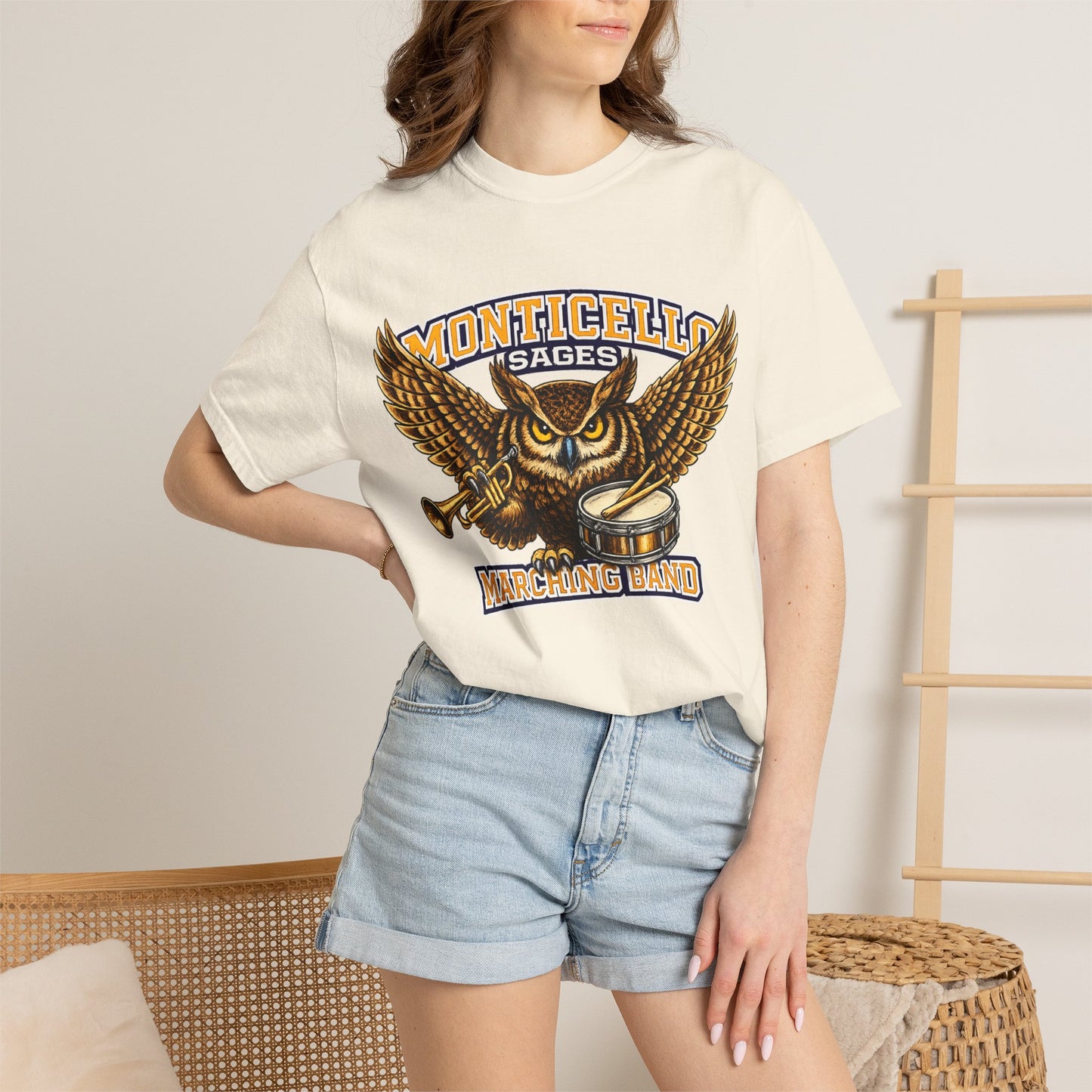 Monticello Sages Marching Band - Vintage Owl & Wings T-Shirt