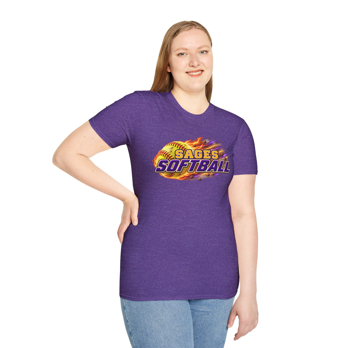 Sages Flaming Softball Graphic T‑Shirt