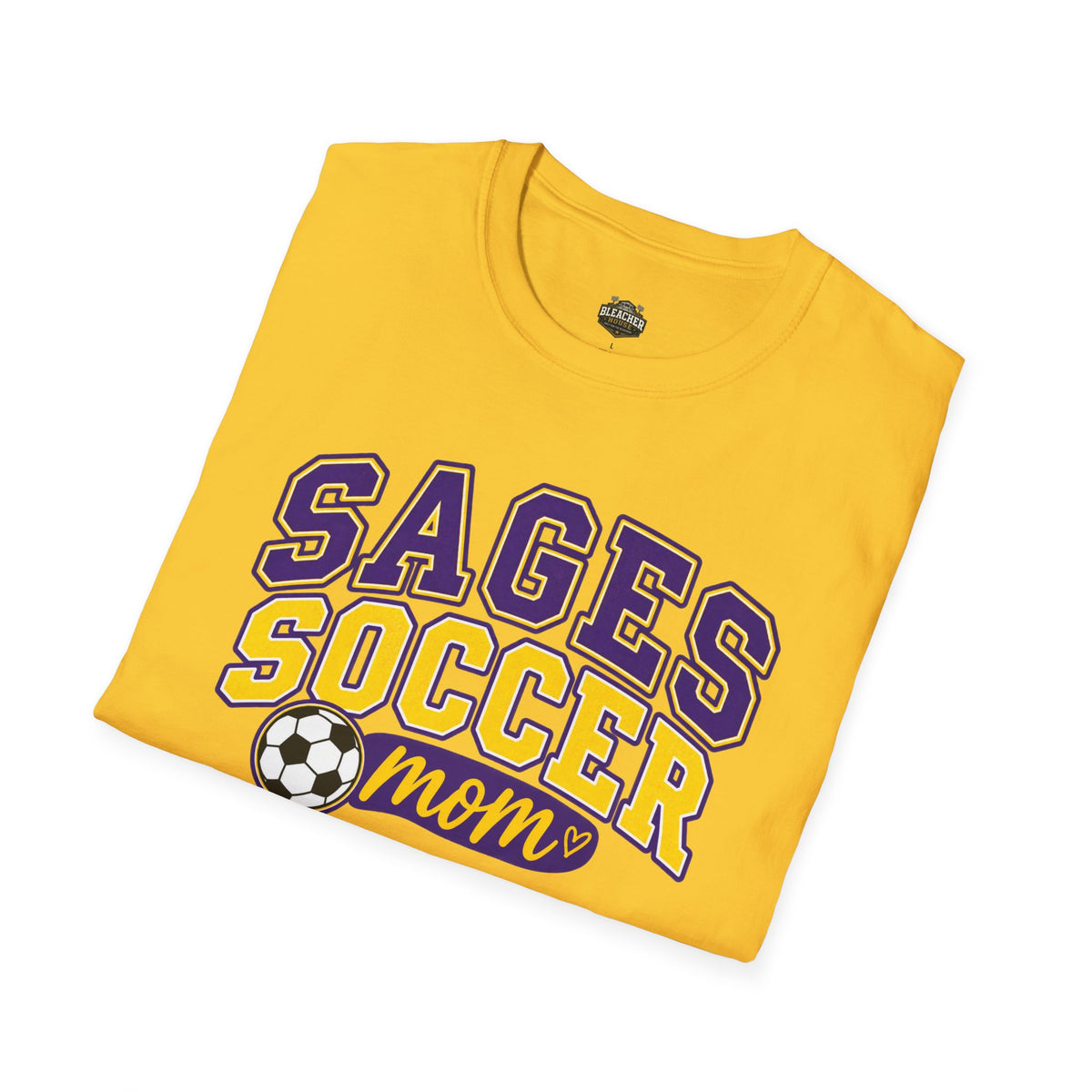 Sages Soccer Mom T‑Shirt — Purple & Gold Team Spirit Tee