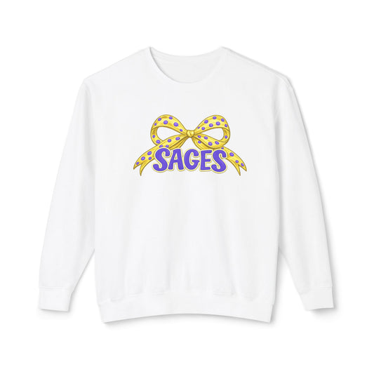Sages Crewneck Sweatshirt — Yellow Polka Dot Bow Graphic