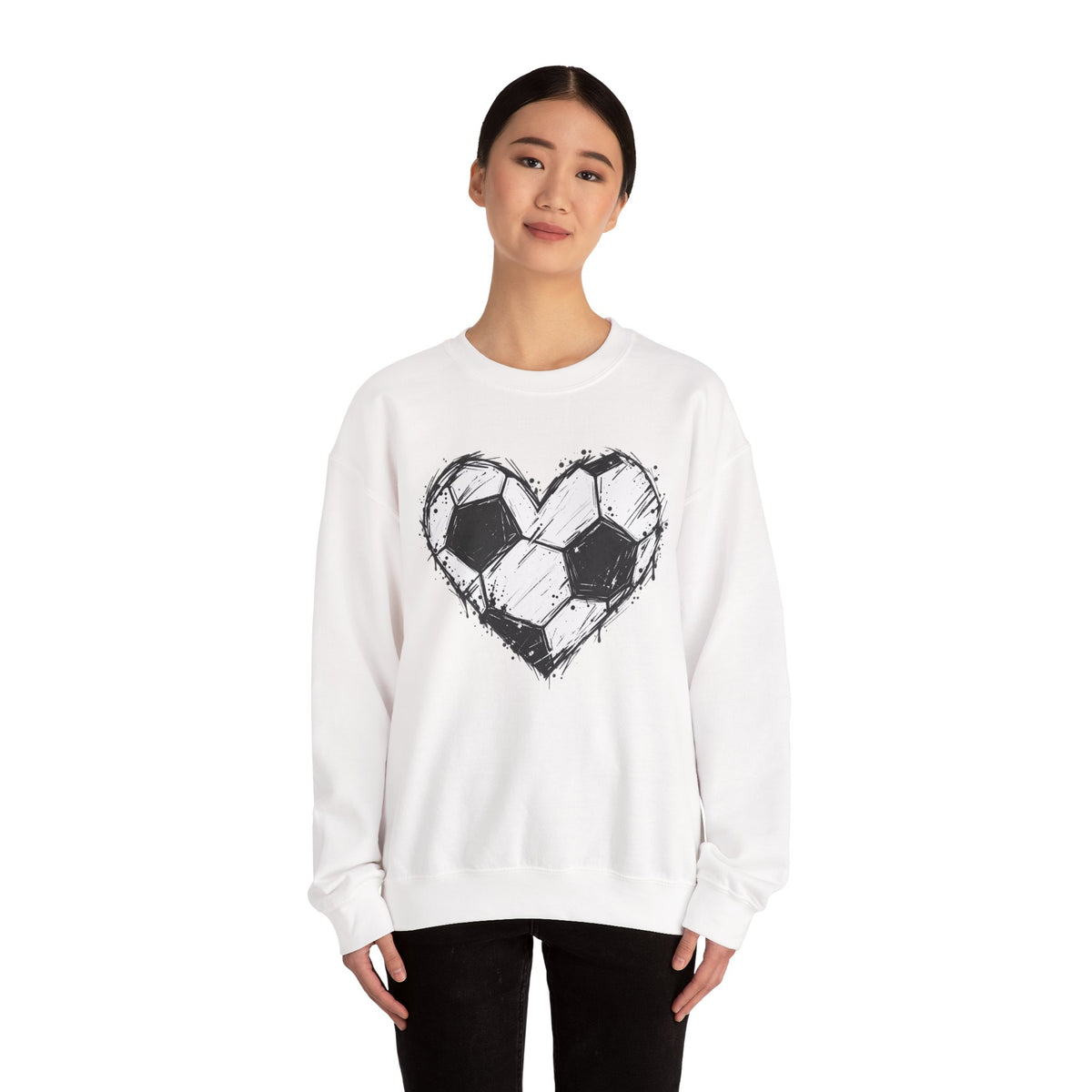 Soccer Heart Crewneck Sweatshirt — Grunge Soccer Ball Graphic