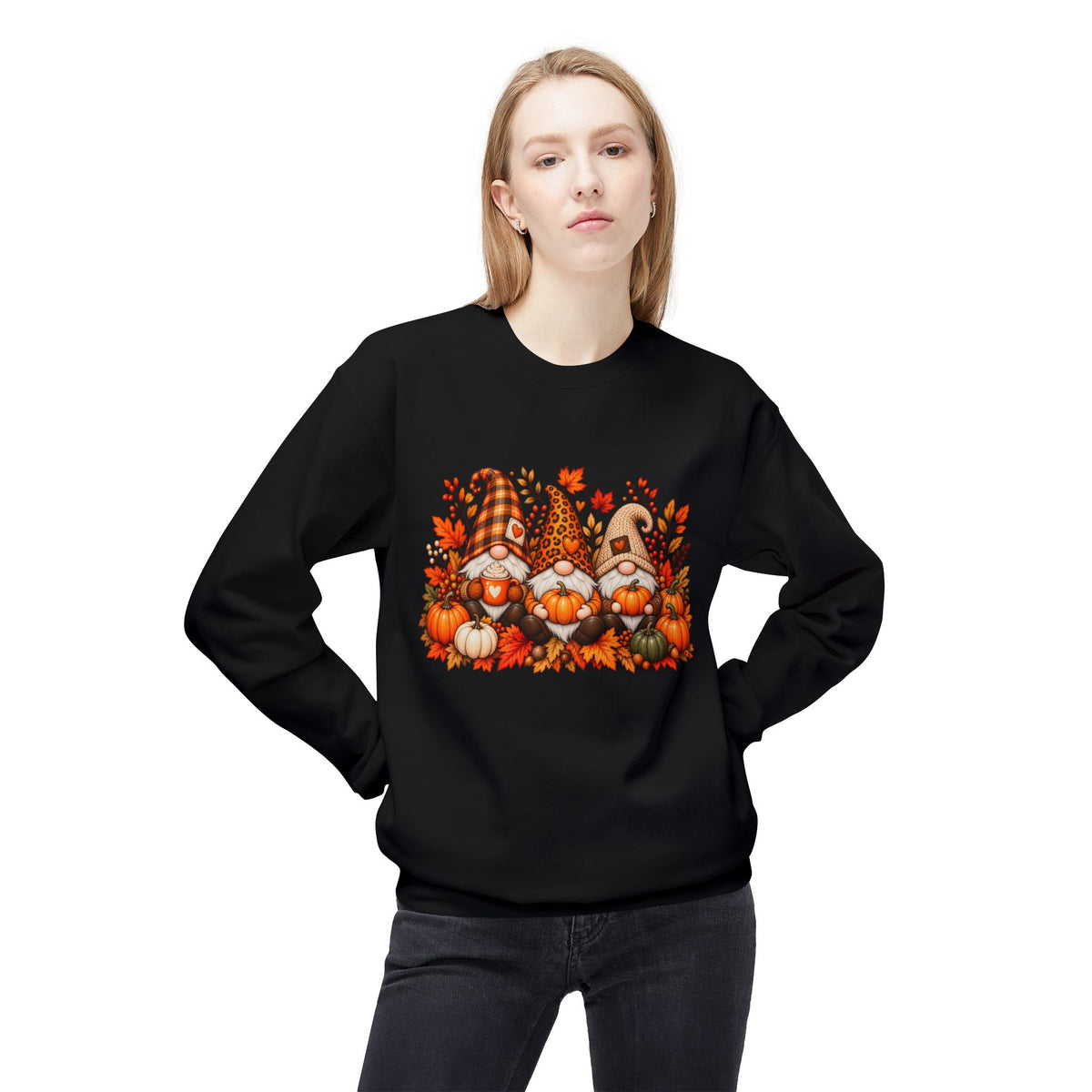 Fall Gnome Crewneck Sweatshirt - Cute Pumpkin & Autumn Gnomes Sweatshirt