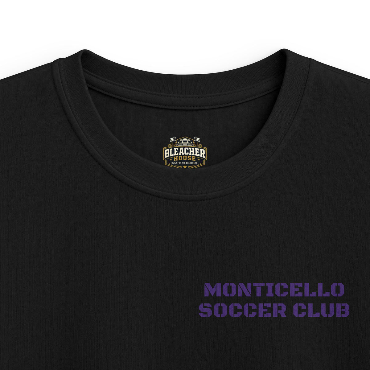 YOUTH Monticello Soccer Club T-Shirt — Minimal Chest Logo With Crest On Back