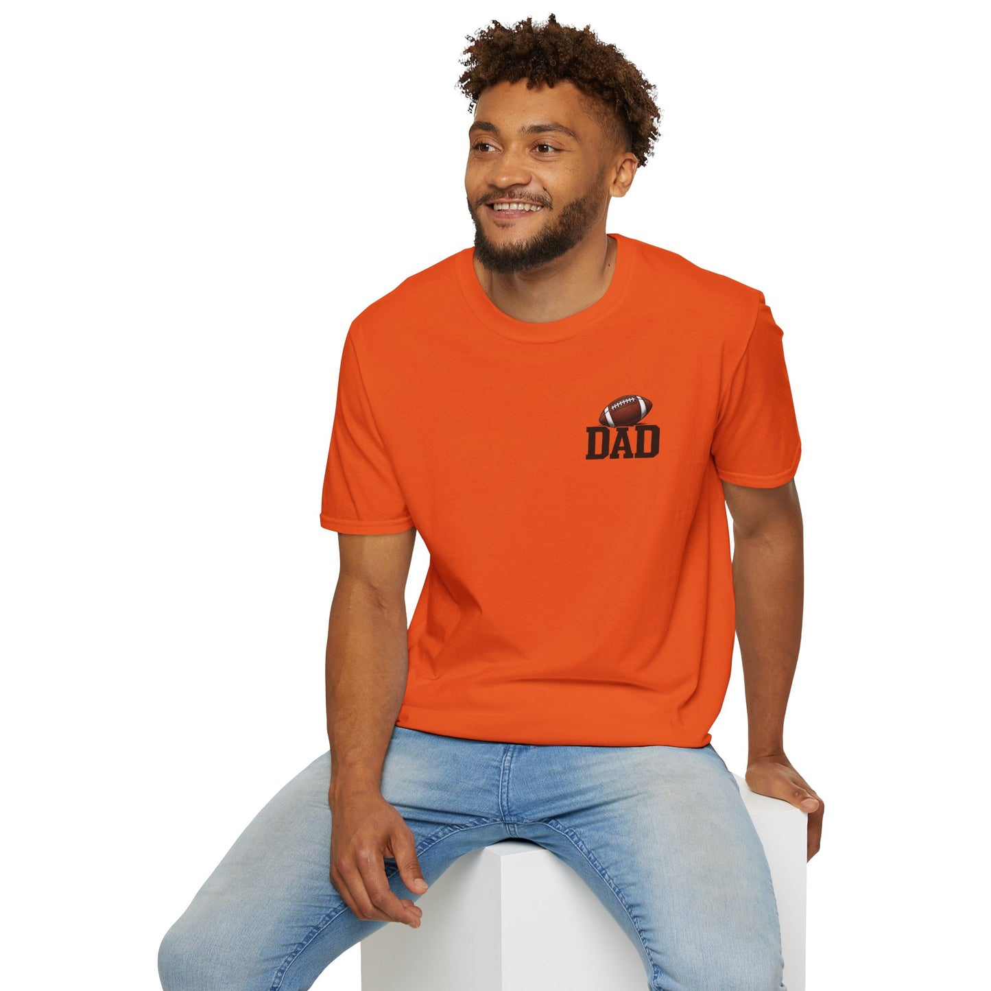 Football Dad T‑Shirt — 'DAD' with Football Chest Print