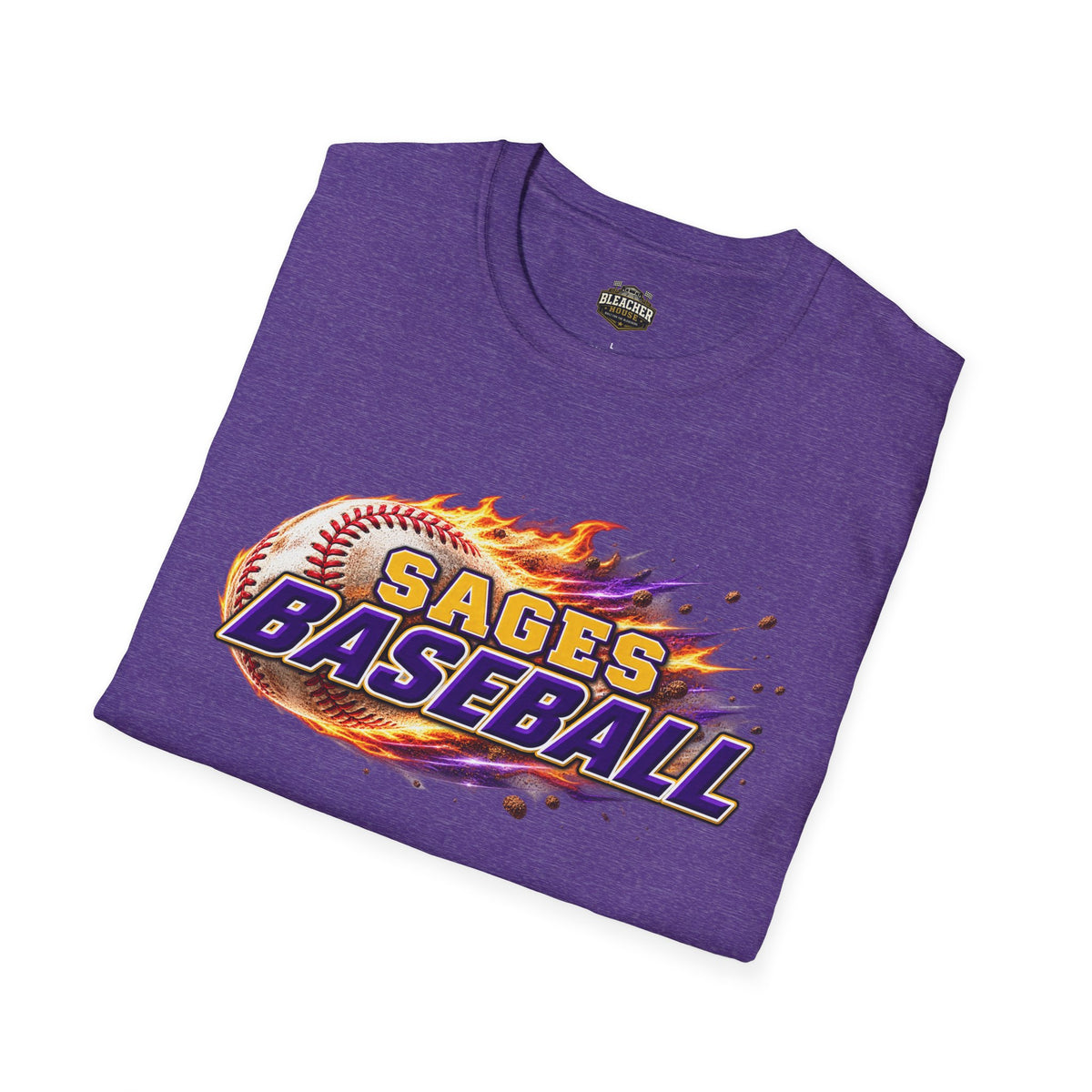Sages Flaming Baseball T-Shirt — Flaming Baseball Team Tee