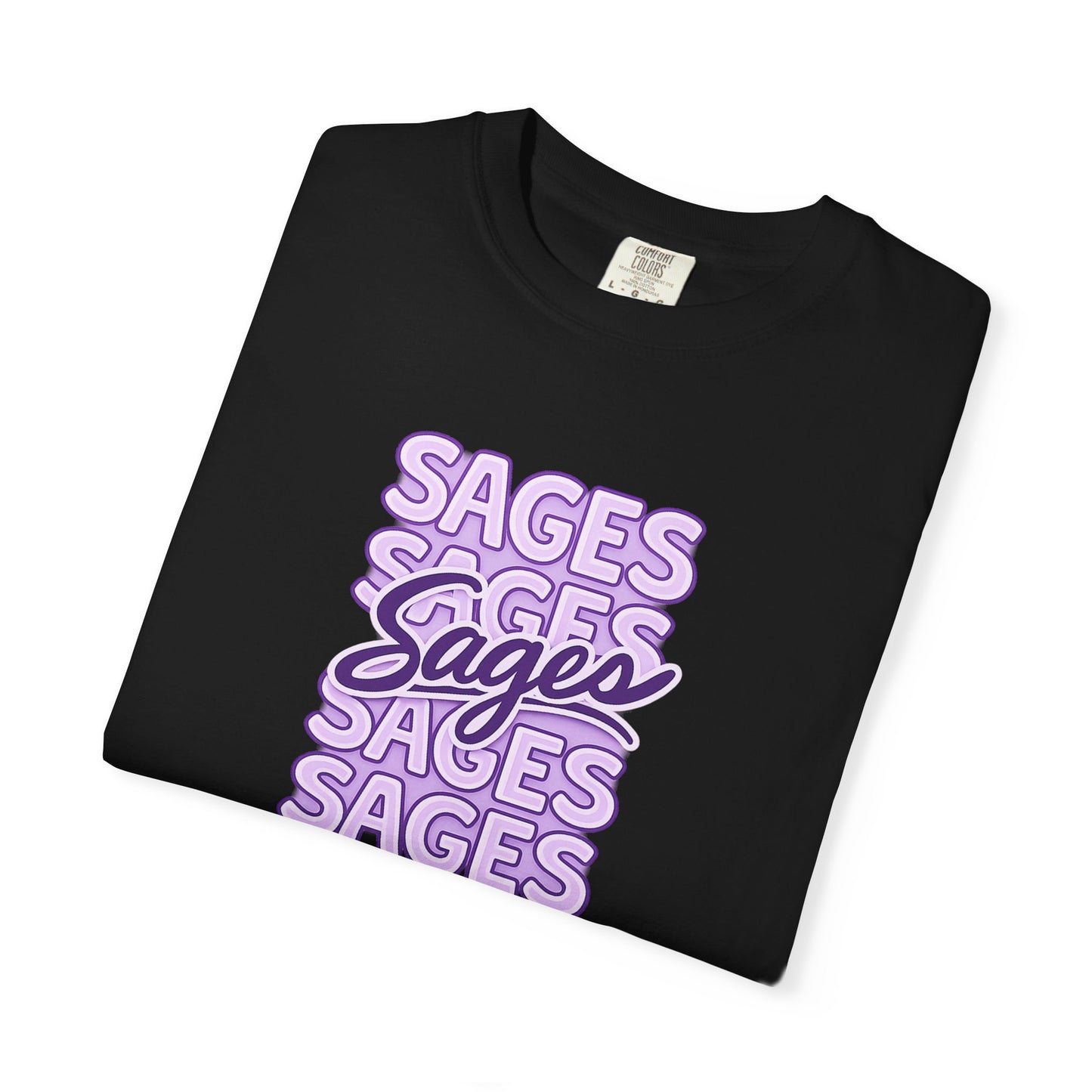 Sages Retro Stacked Text T-Shirt — Lavender Graphic Tee