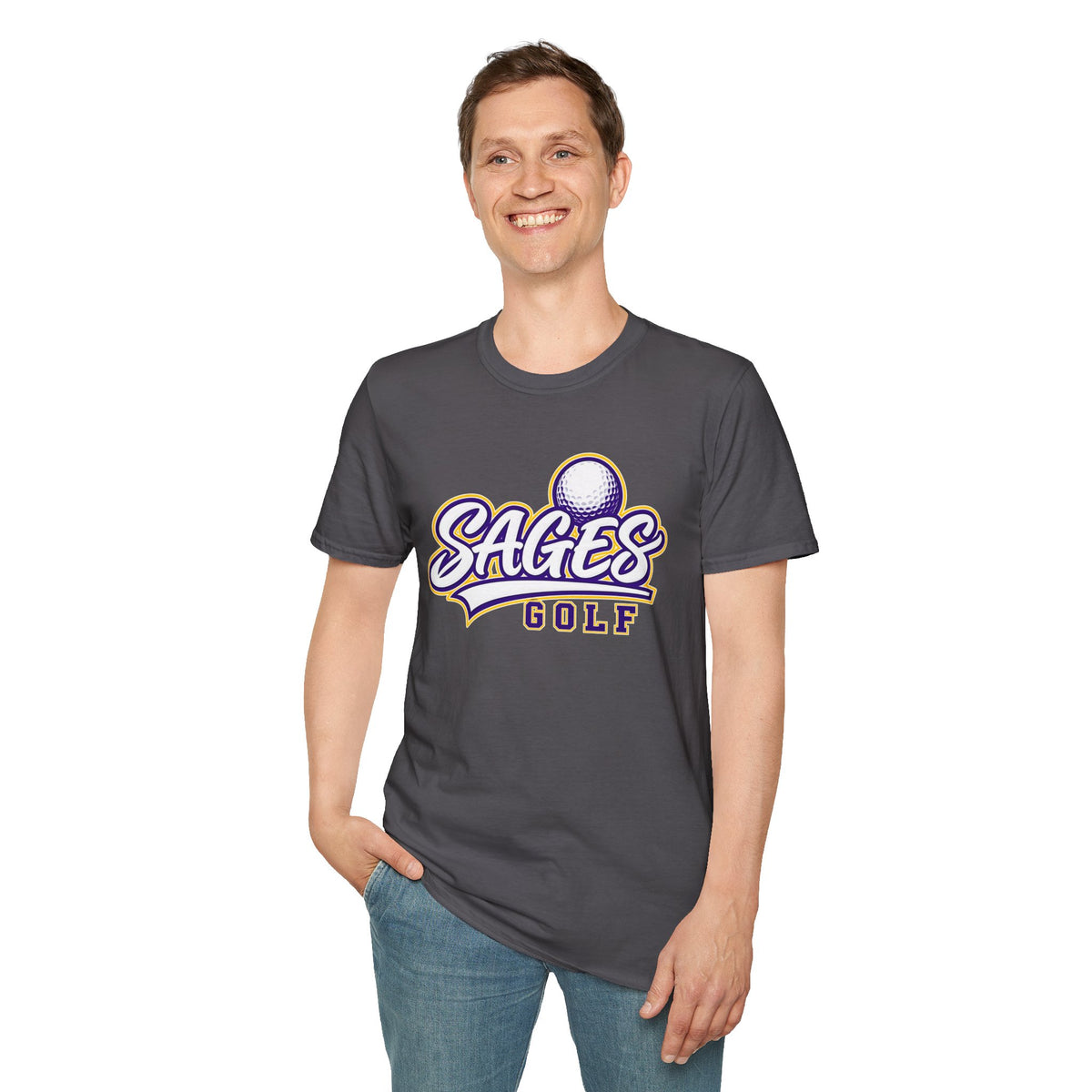 Sages Golf Team T‑Shirt — Vintage Script Golf Ball Logo