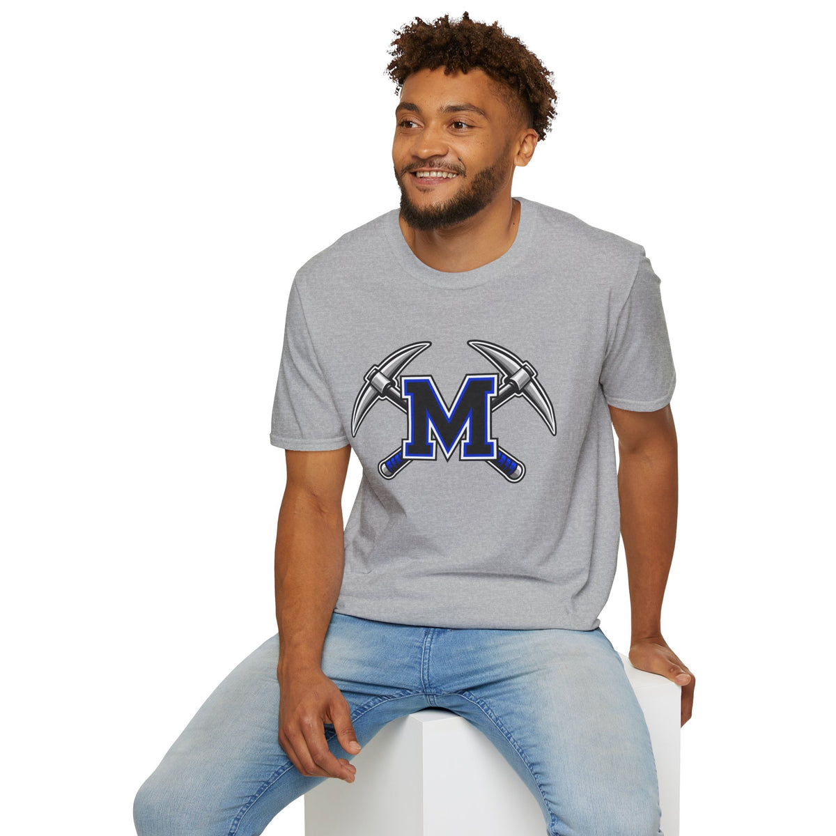 Miner M Logo T-Shirt — Crossed Pickaxes Unisex Softstyle Tee