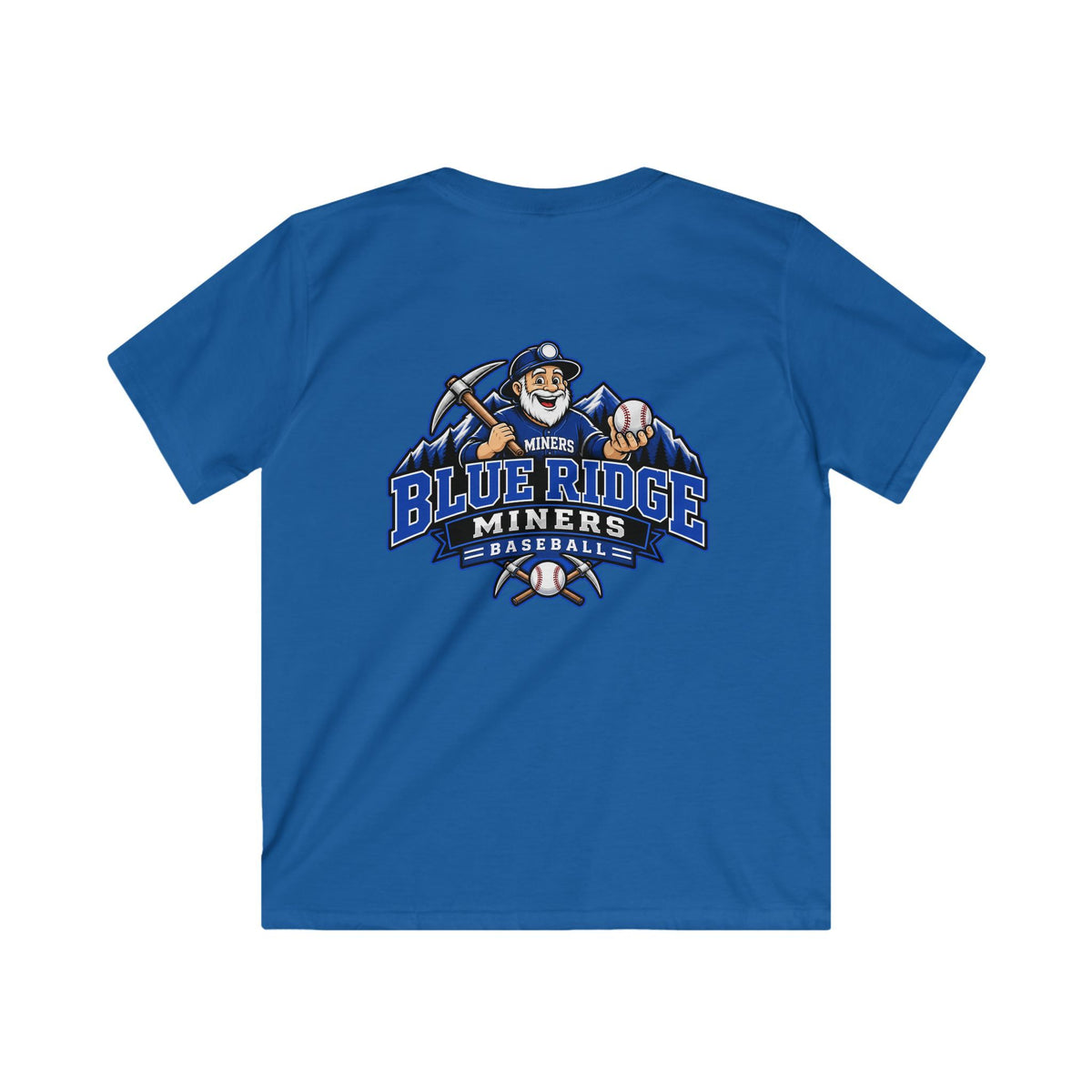 YOUTH Miners Graphic T-Shirt - Miners Logo on Front, Mascot Design on Back