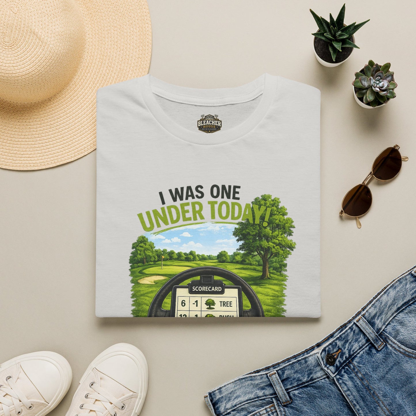 Golf T-Shirt — "I Was One Under Today" REALISTIC VIEW - Funny Scorecard Design