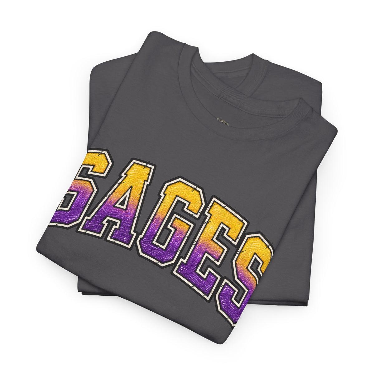 Sages Graphic T-Shirt — Collegiate Purple & Gold Lettering Tee