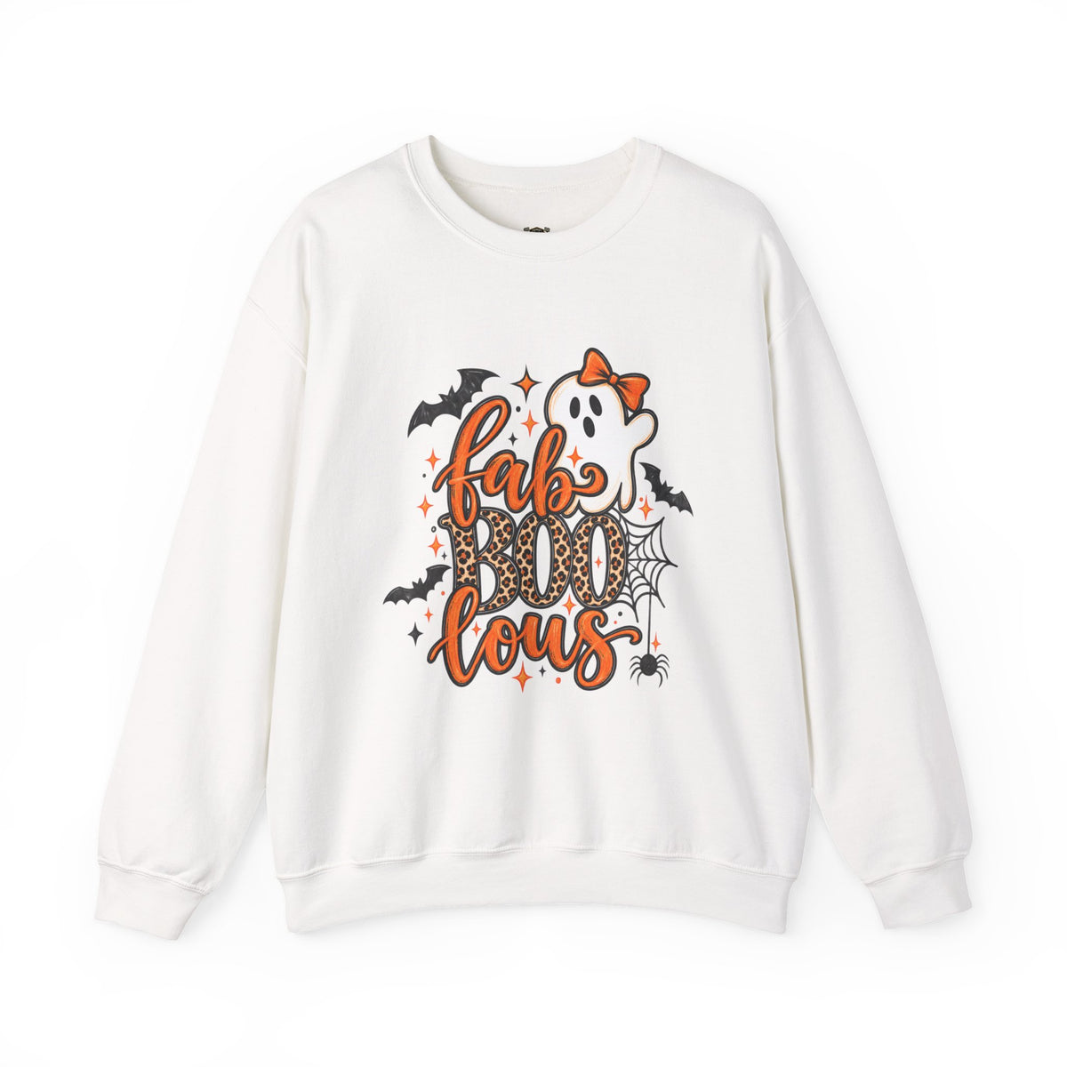 FabBOOlous Halloween Sweatshirt — Cute Ghost, Bats & Spiderweb Fall Crewneck