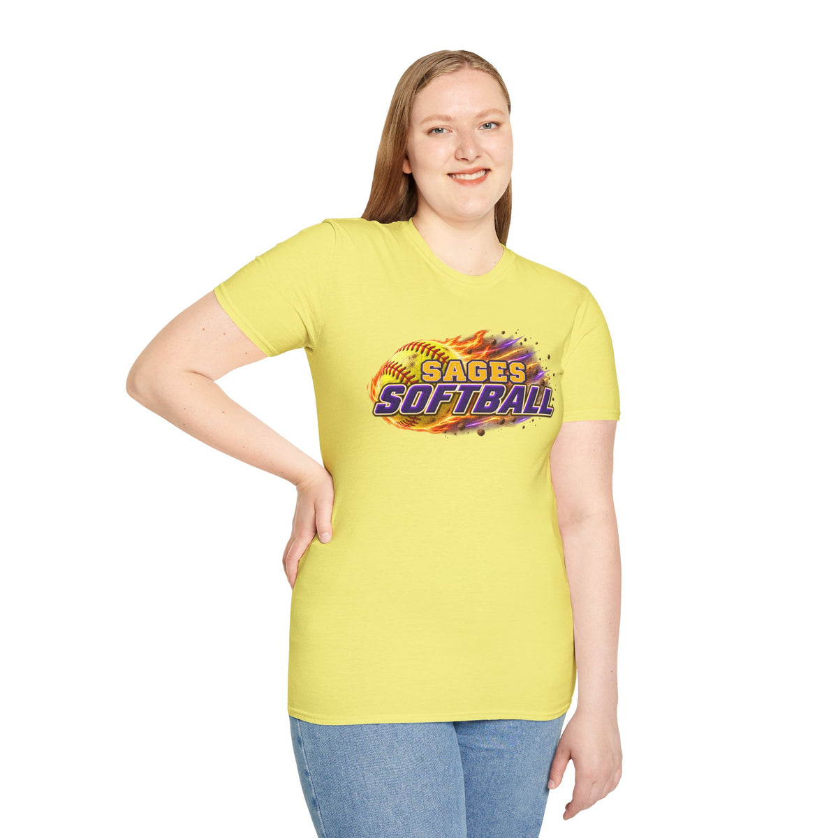 Sages Flaming Softball Graphic T‑Shirt
