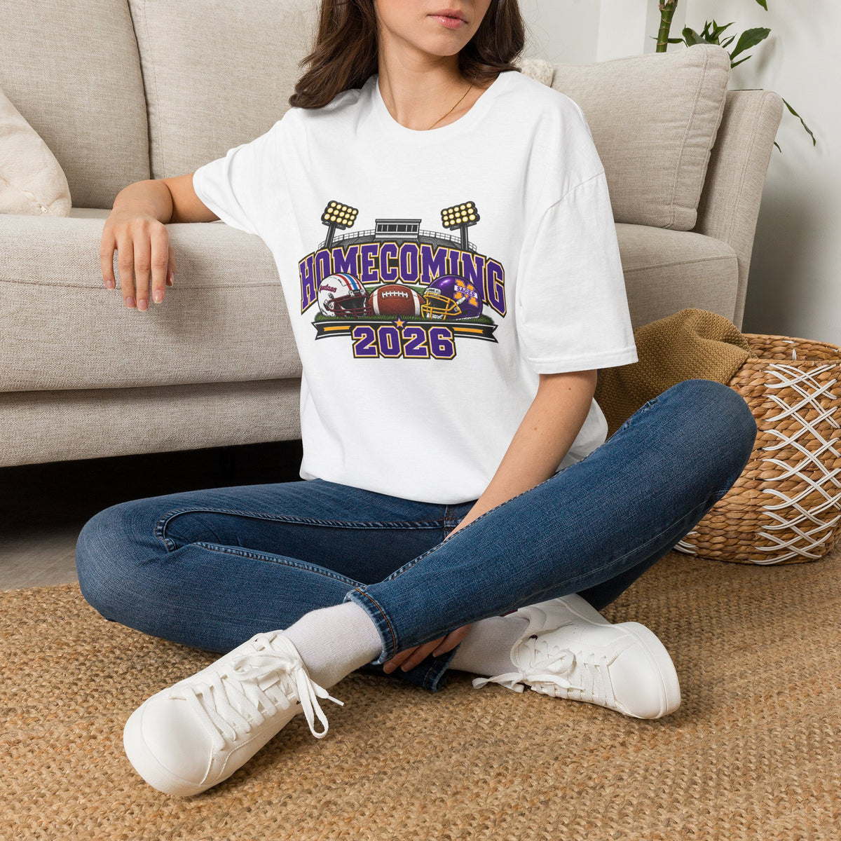 Homecoming 2026 Football T-Shirt — Stadium Lights & Helmets Game Day Tee