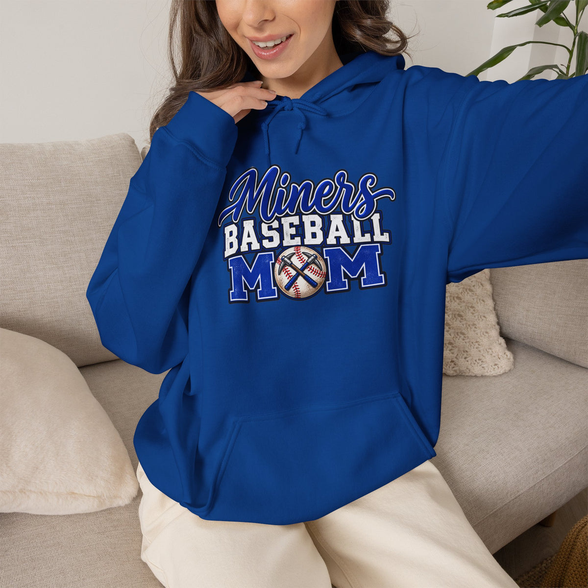 Miners Baseball Mom Hoodie – Supportive Team Spirit Pullover