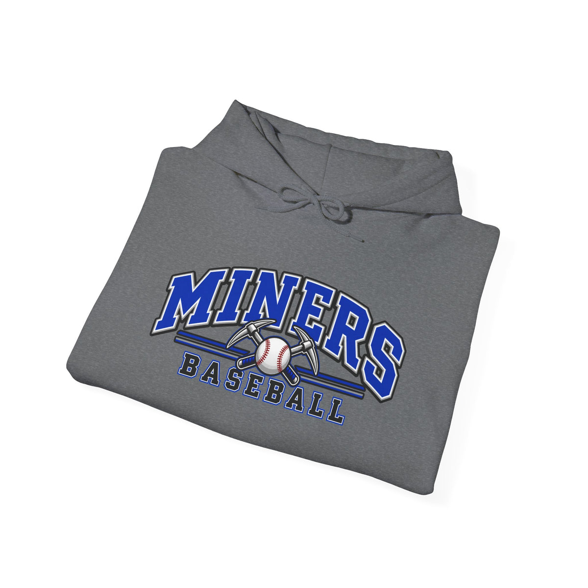 Miners Baseball Hoodie — Pickaxe Cross Logo Graphic