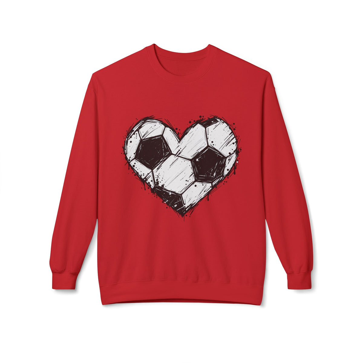 Soccer Heart Crewneck Sweatshirt – Distressed Sketch Football Graphic