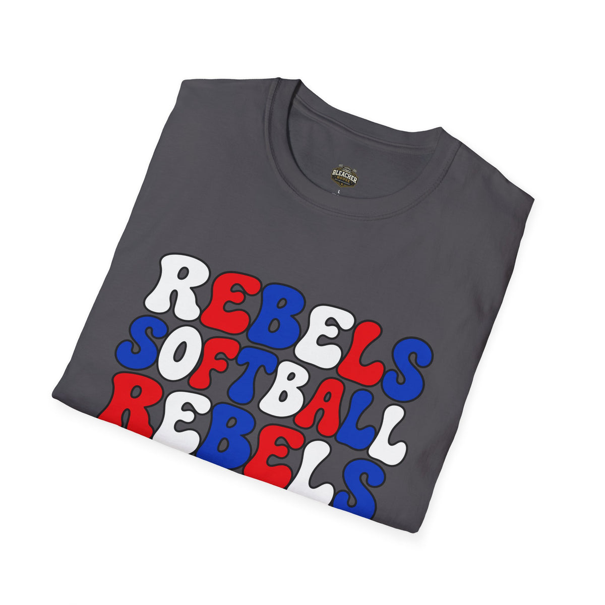 Rebels Softball Graphic T-Shirt — Retro Red & Blue Team Tee