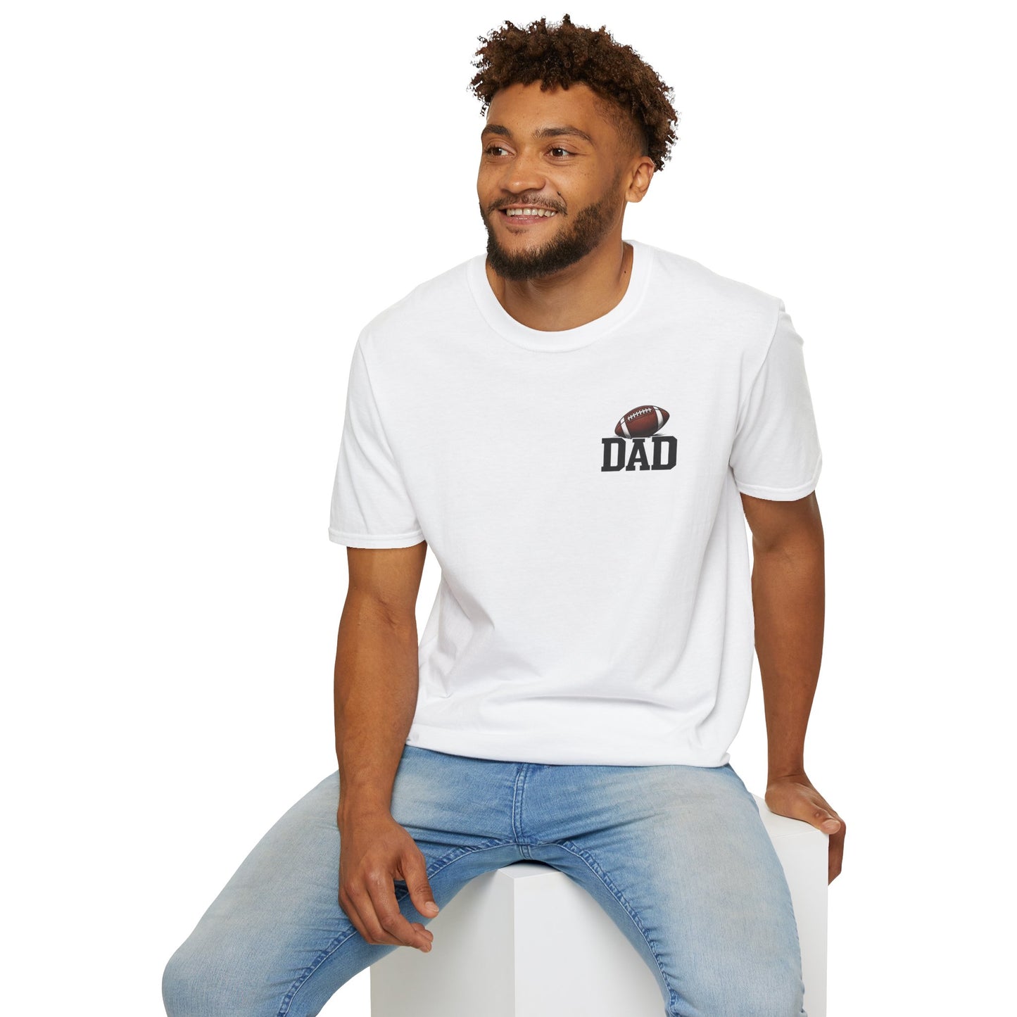 Football Dad T‑Shirt — 'DAD' with Football Chest Print