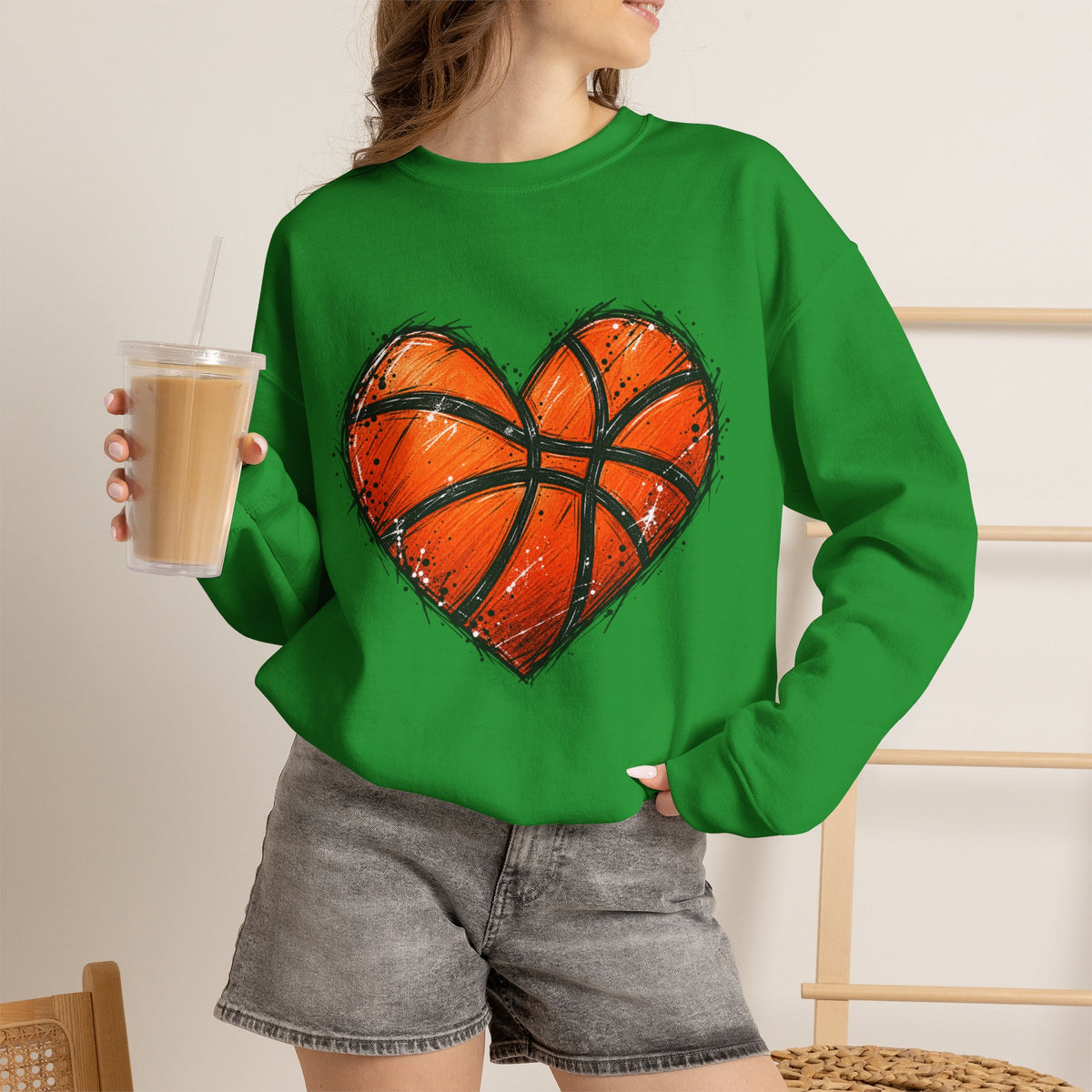 Basketball Heart Crewneck Sweatshirt