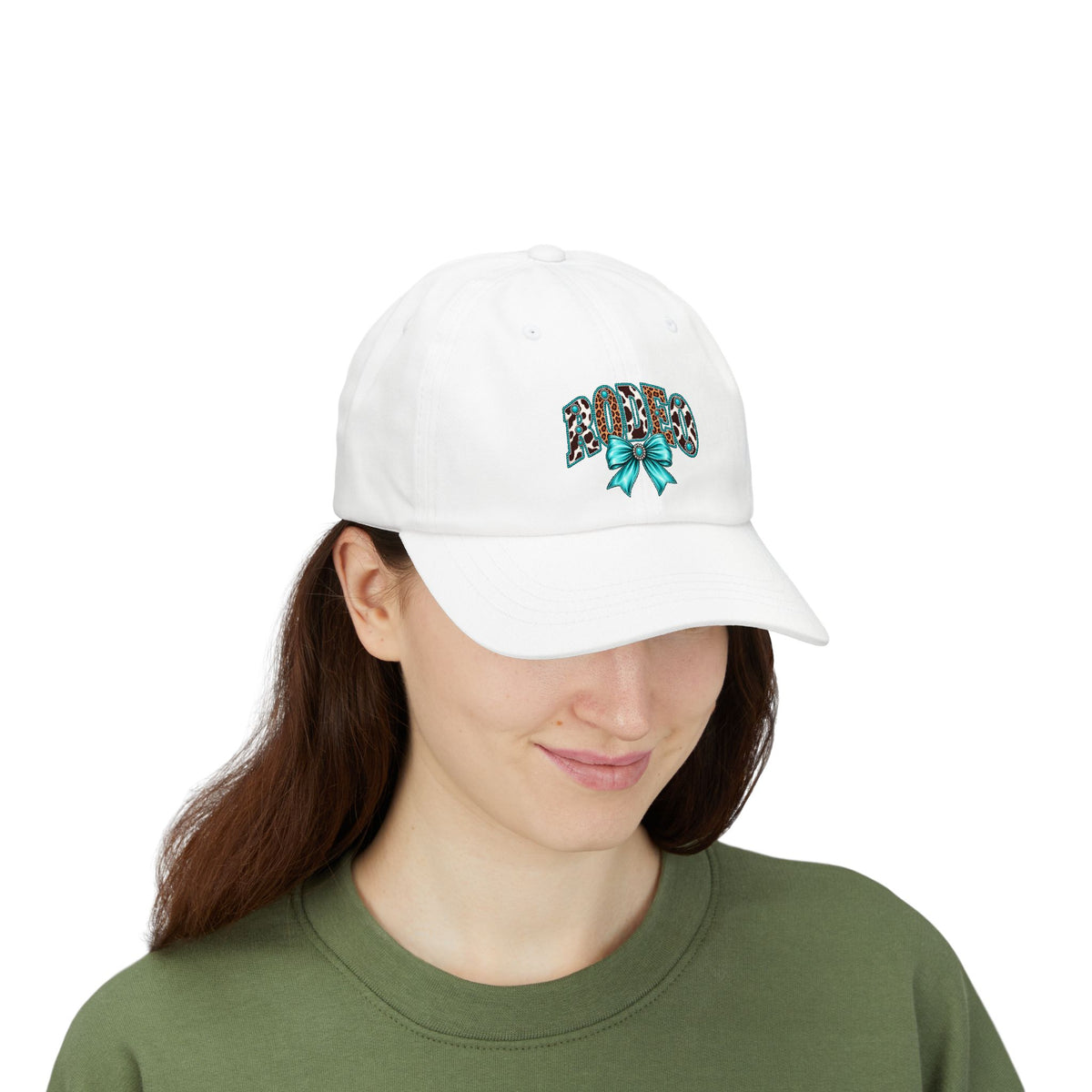Rodeo Cap with Turquoise Bow & Leopard Print "Loved" Embroidery