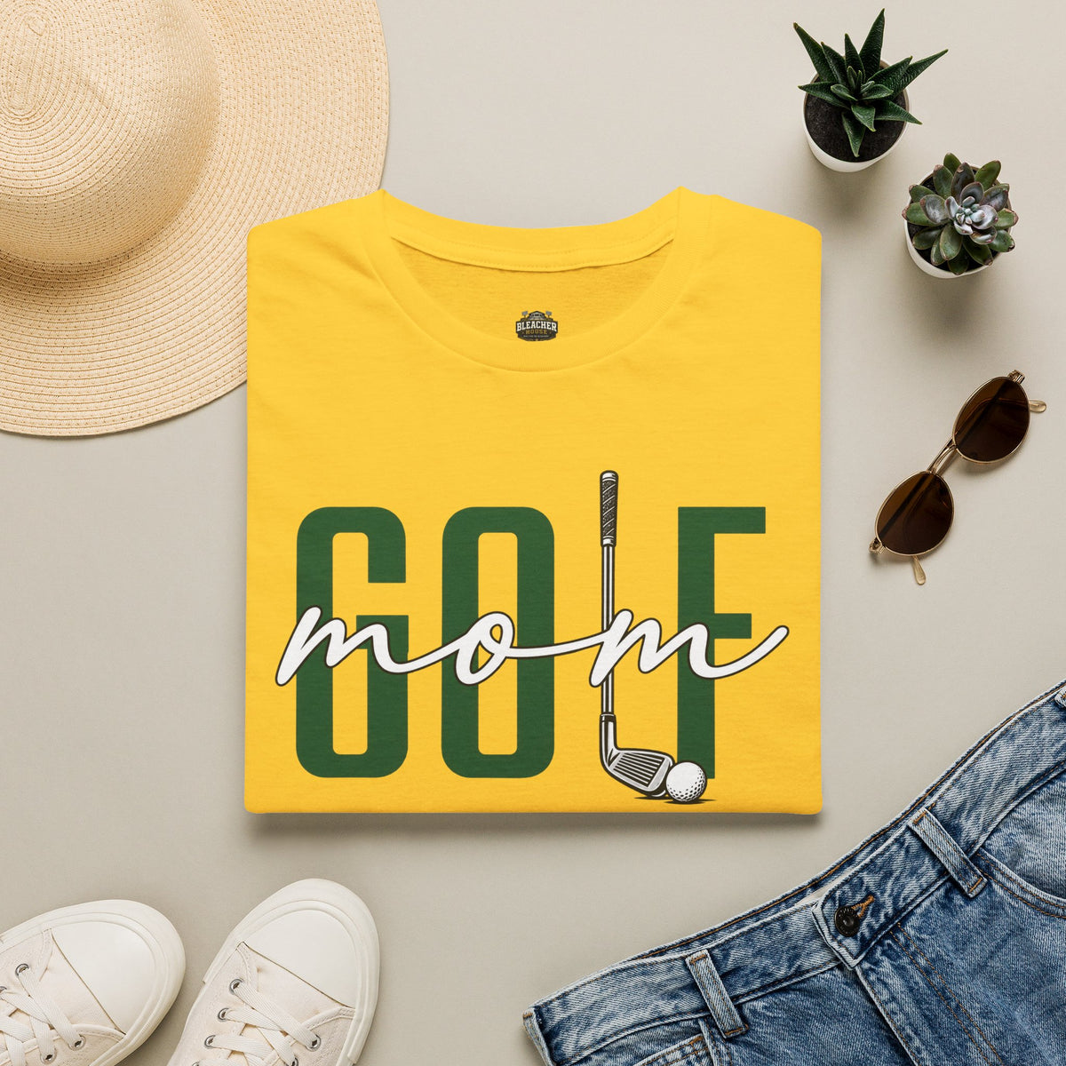 Golf Mom T-Shirt — ‘GOLF’ Script Logo with Club & Ball