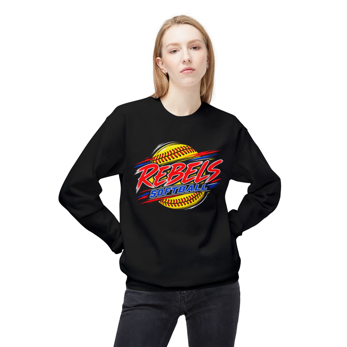 Rebels Softball Crewneck Sweatshirt — Bold Team Logo Pullover