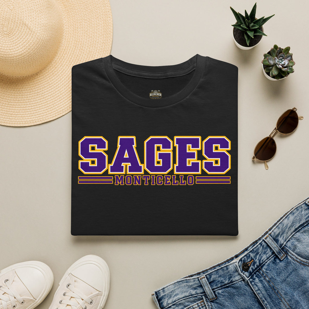 Sages Monticello Crew T‑Shirt — Classic Collegiate School Spirit Tee