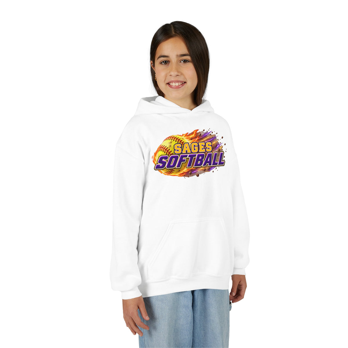 YOUTH Sages Flaming Softball Hoodie