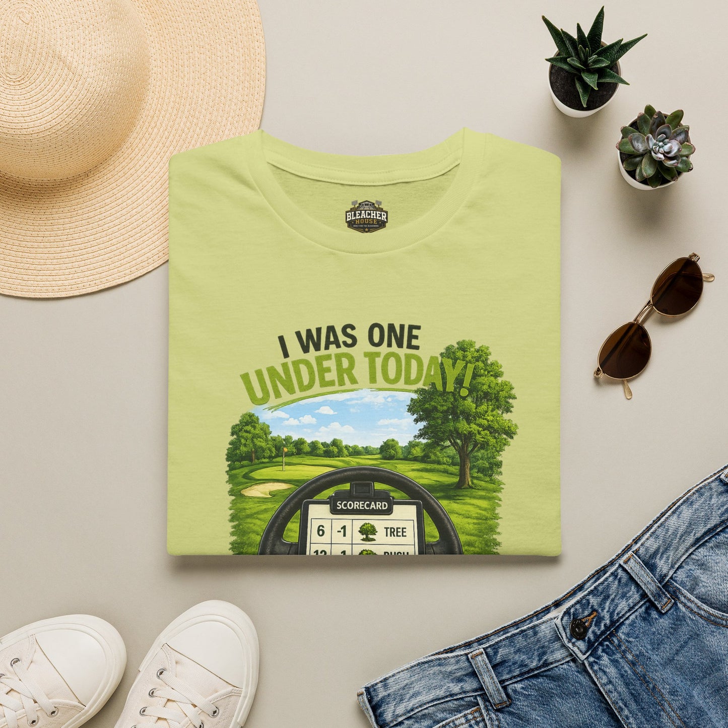 Golf T-Shirt — "I Was One Under Today" REALISTIC VIEW - Funny Scorecard Design