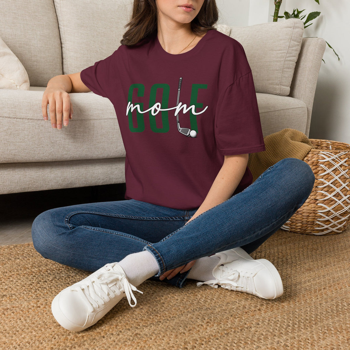 Golf Mom T-Shirt — ‘GOLF’ Script Logo with Club & Ball