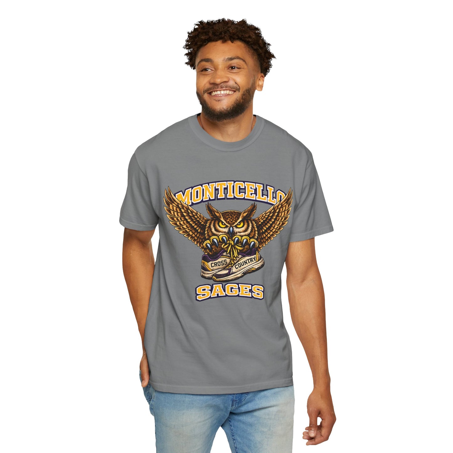Monticello Sages Cross Country T-Shirt - Vintage Owl & Wings Team Tee