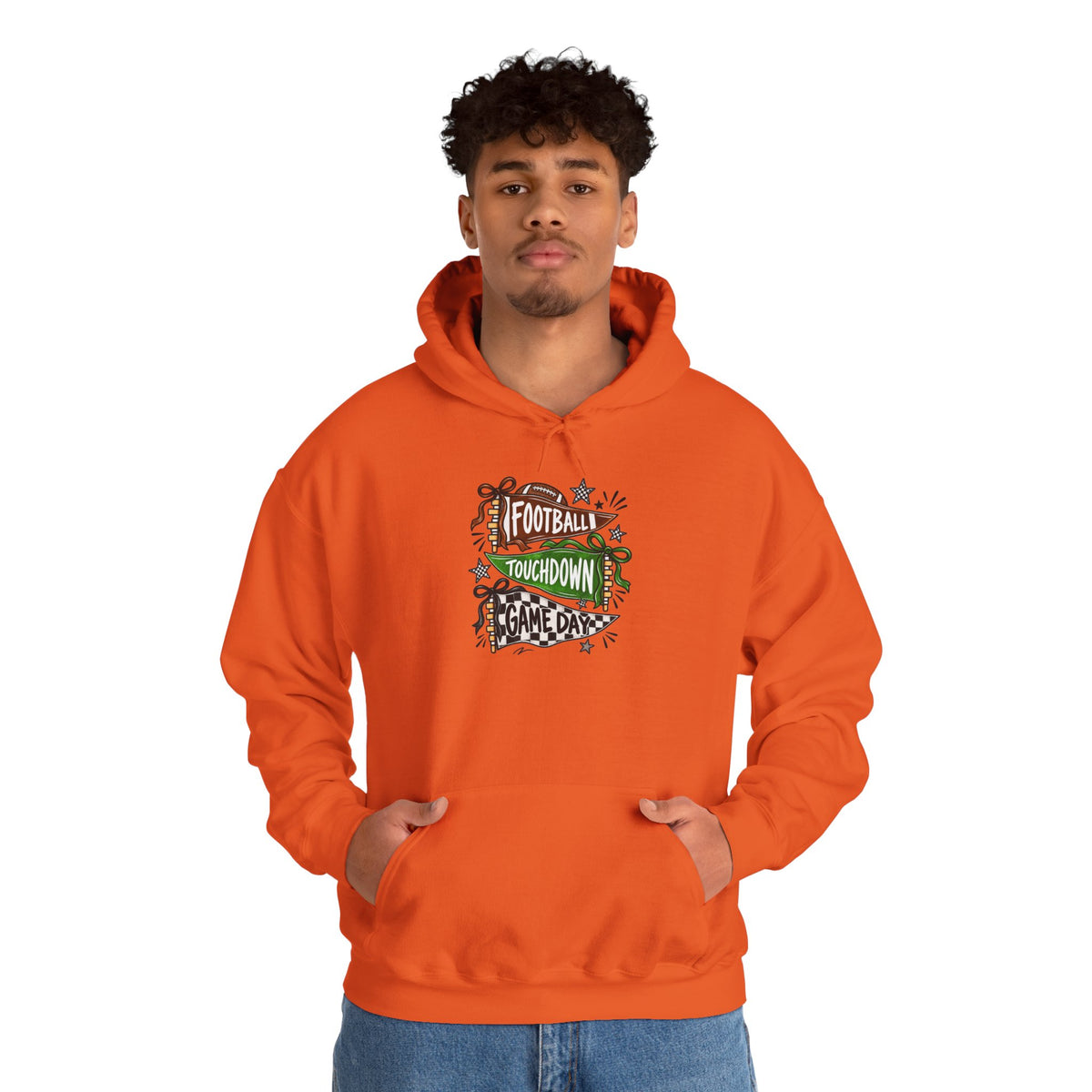 Football Touchdown Game Day Hoodie - Retro Grunge Sports Sweatshirt