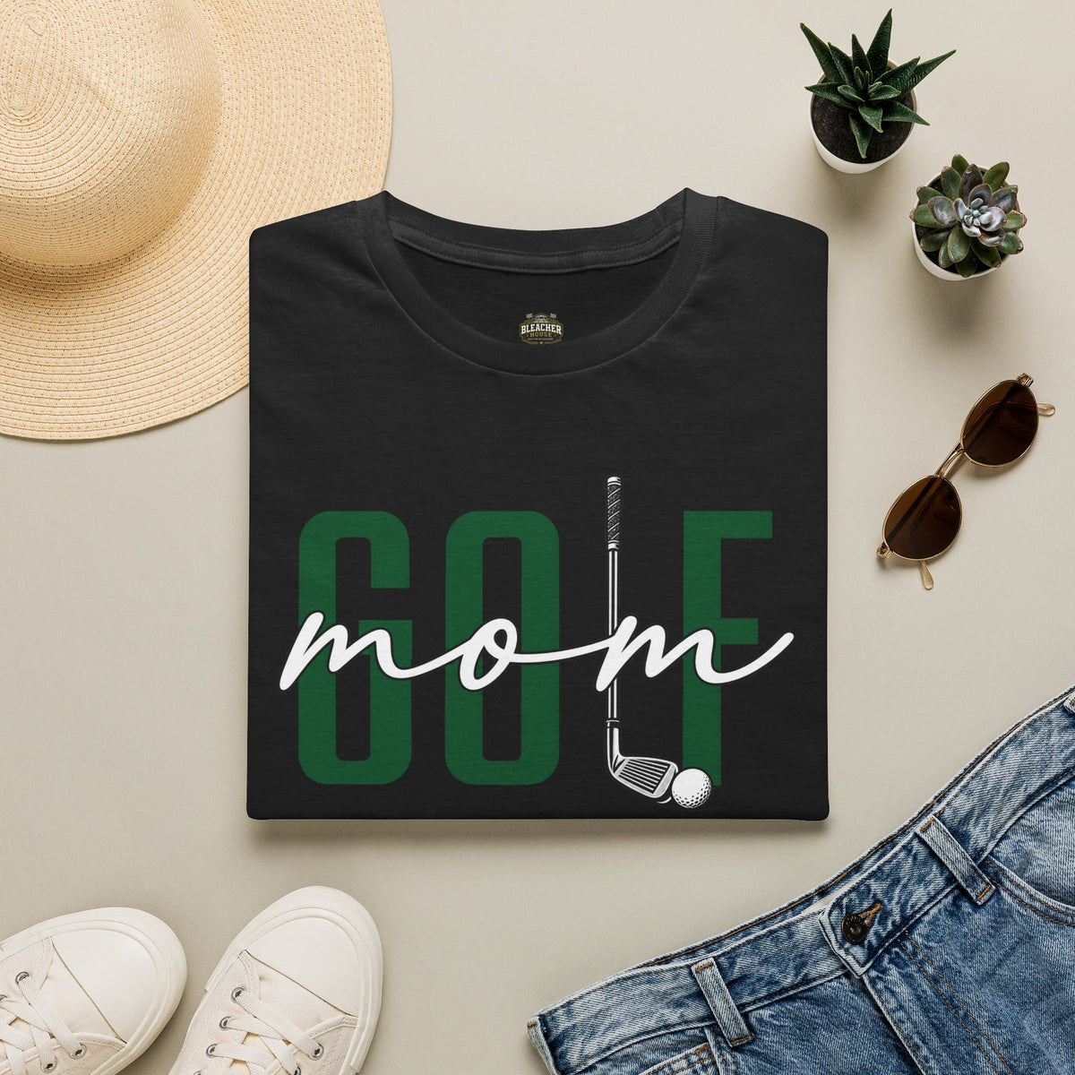 Golf Mom T-Shirt — ‘GOLF’ Script Logo with Club & Ball