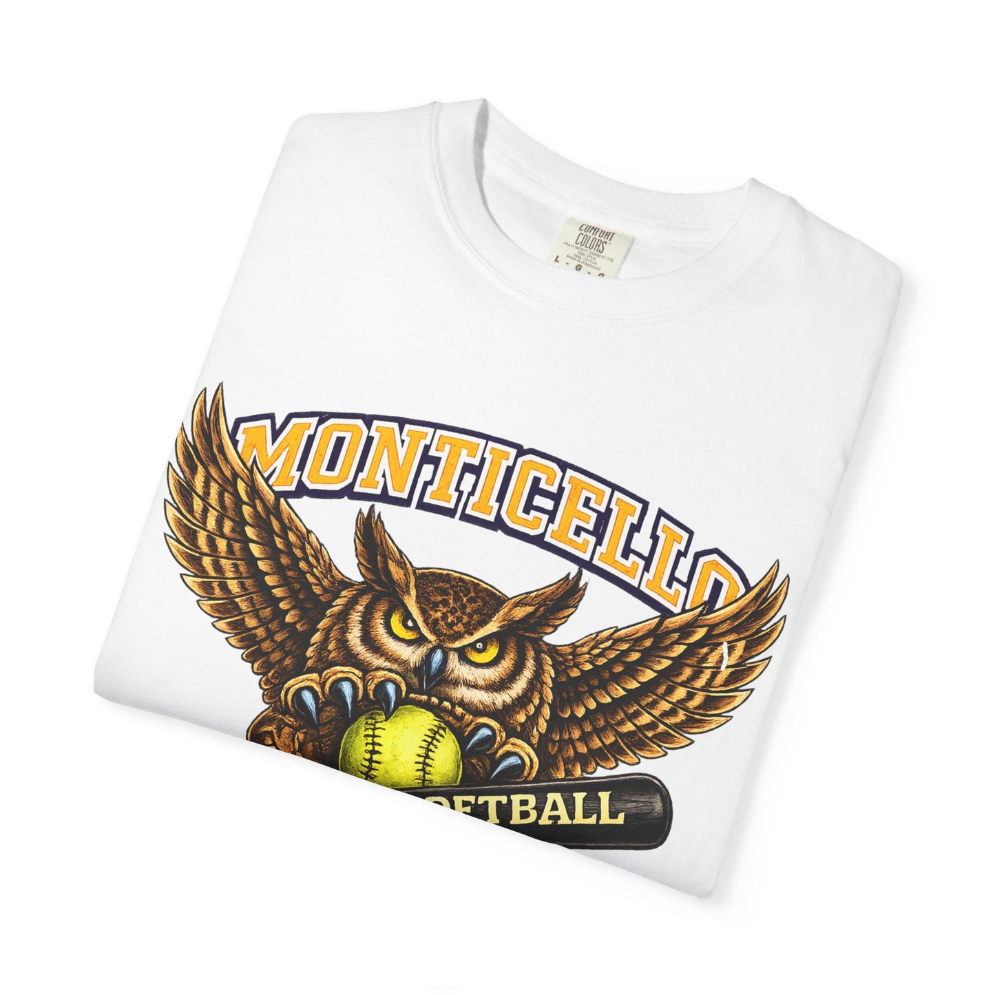 Monticello Sages Softball T-Shirt — Vintage Owl & Wings Team Tee