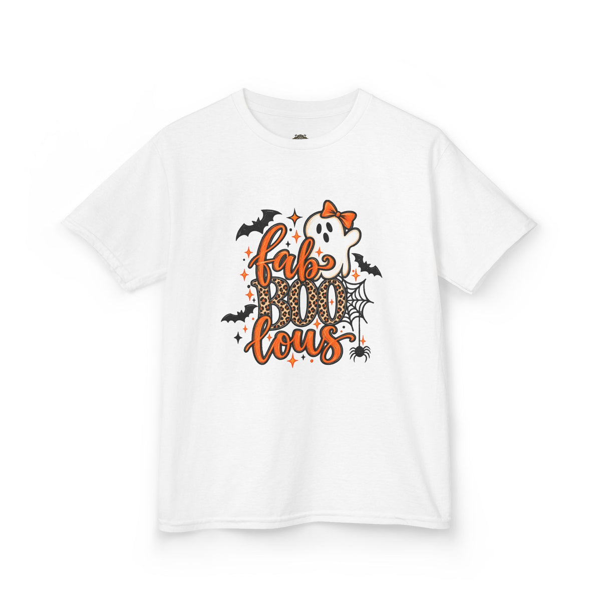 Kids Halloween Tee — "FabuBOO-lous" Ghost & Bats Halloween Shirt