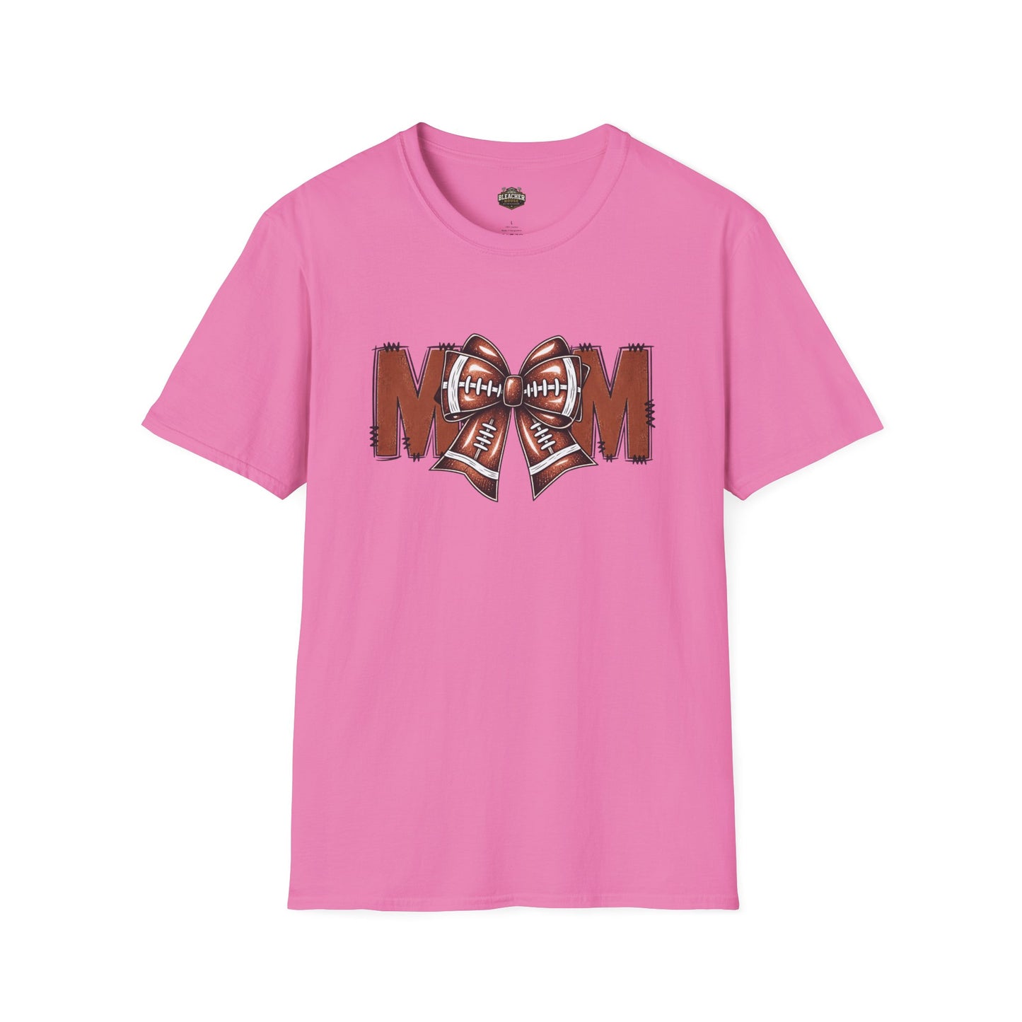 Football Mom T-Shirt — 'MOM' with Football Bow Graphic