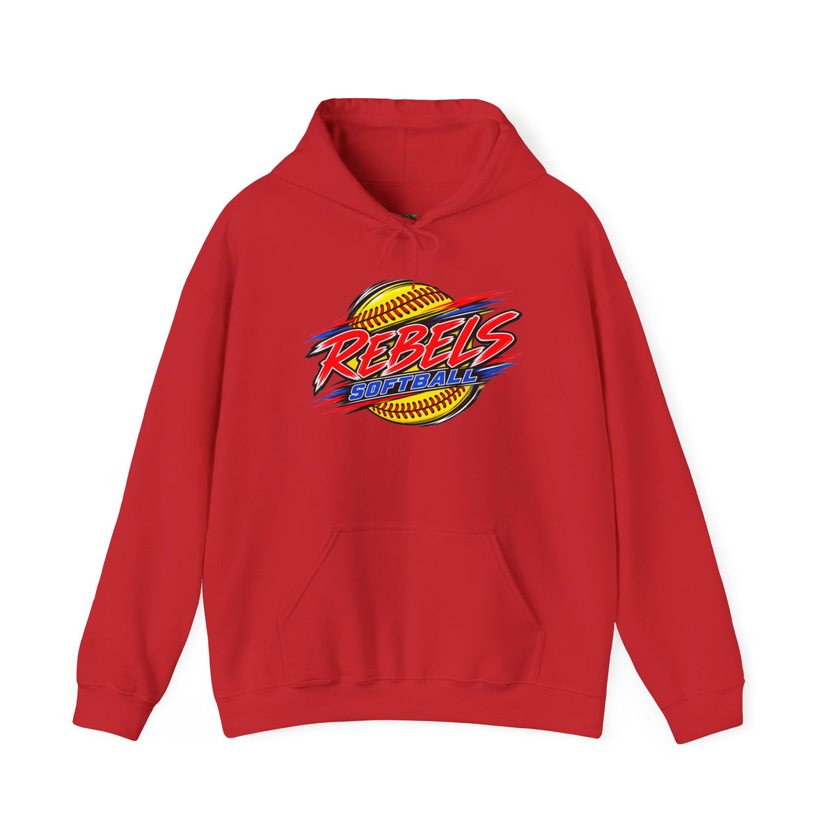 Rebels Softball Hoodie — Retro Yellow Softball Graphic