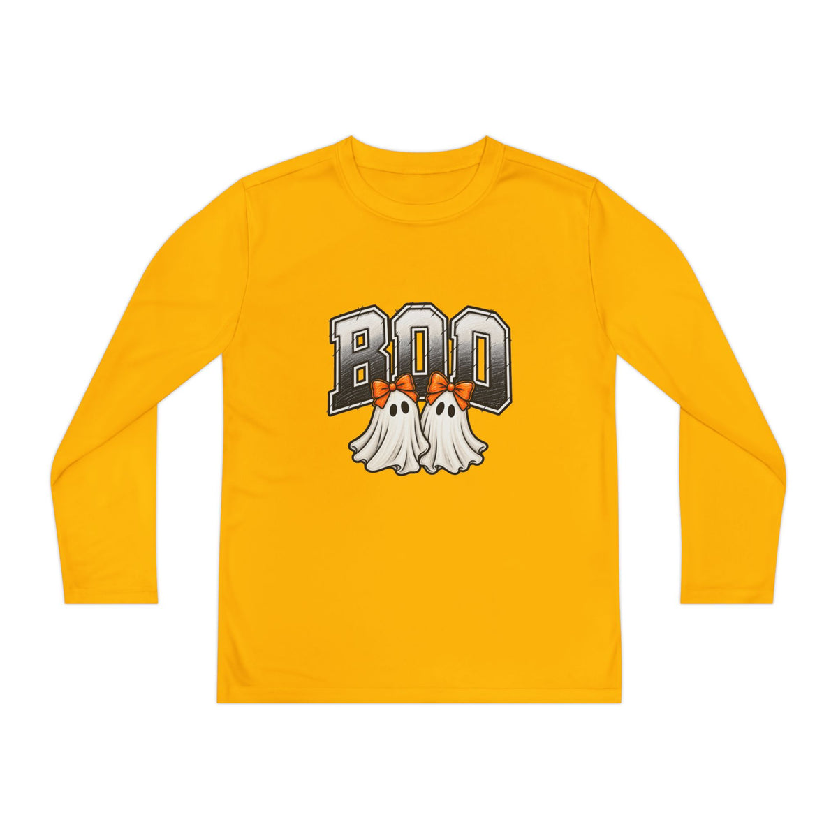 Youth Long Sleeve Tee — "Boo" Ghosts Halloween Shirt for Kids