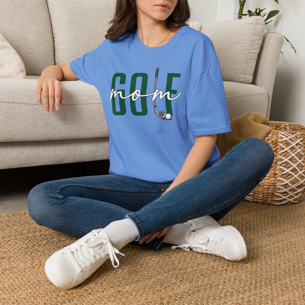 Golf Mom T-Shirt — ‘GOLF’ Script Logo with Club & Ball