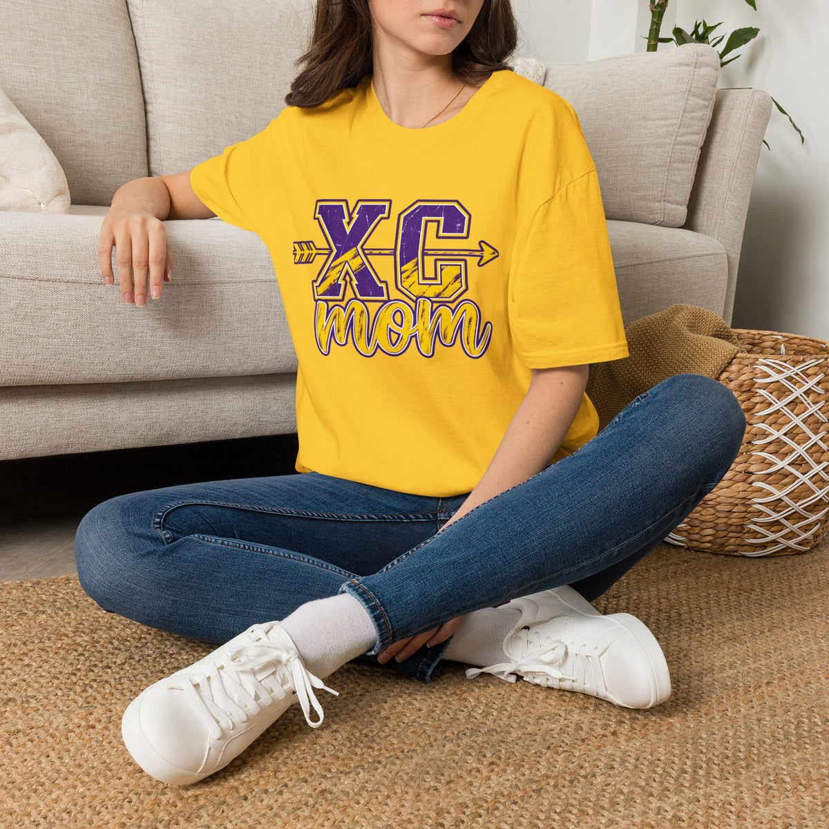 XC Mom T‑Shirt – Cross Country Mom Graphic Tee (Arrow & Varsity Lettering)